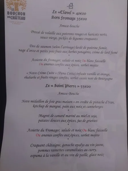 menu 0 of Le Bouchon du Chateau
