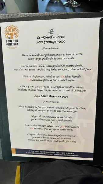 menu 2 of Le Bouchon du Chateau