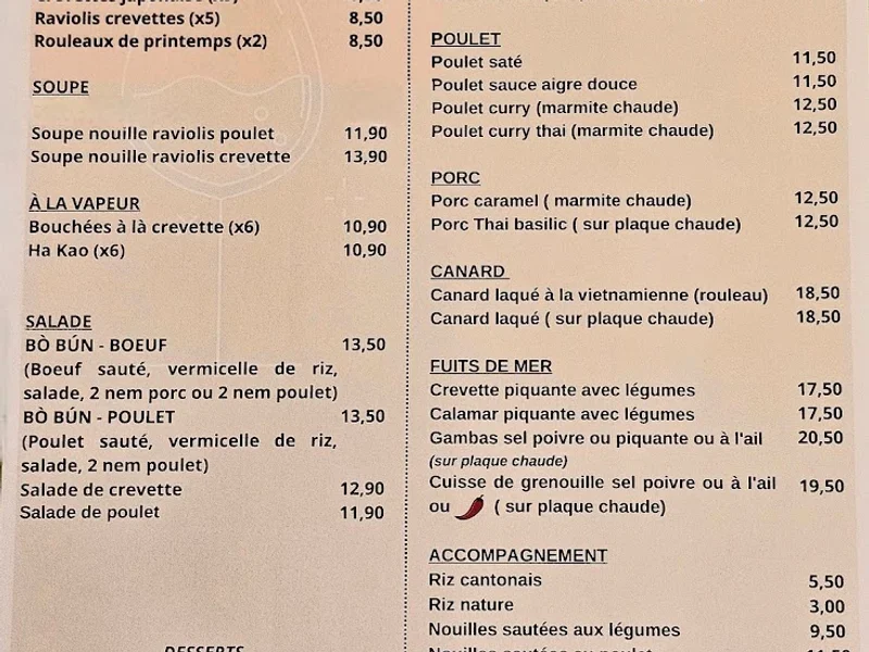menu 0 of Saveur d'Asie