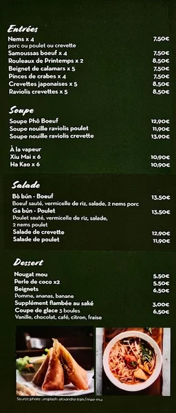 menu 2 of Saveur d'Asie