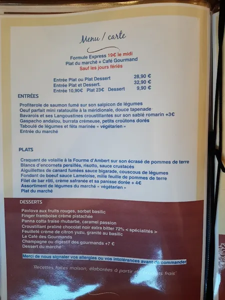 menu 0 of Saveurs Dans L'R