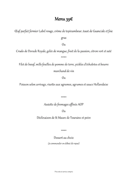 menu 1 of Restaurant La Table de Meursac