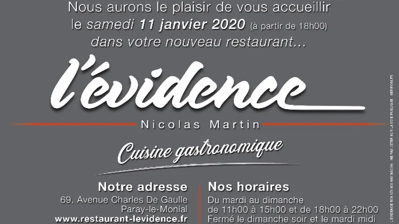 menu 2 of Restaurant L'Evidence