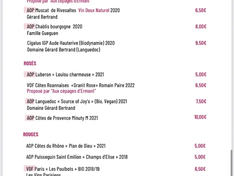 menu 0 of Lolita Ermont