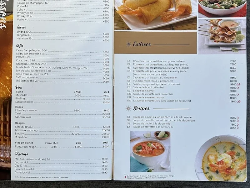 menu 2 of Bleu basilic