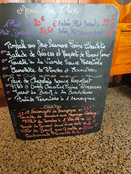 menu 2 of Le Clos De La Bussière