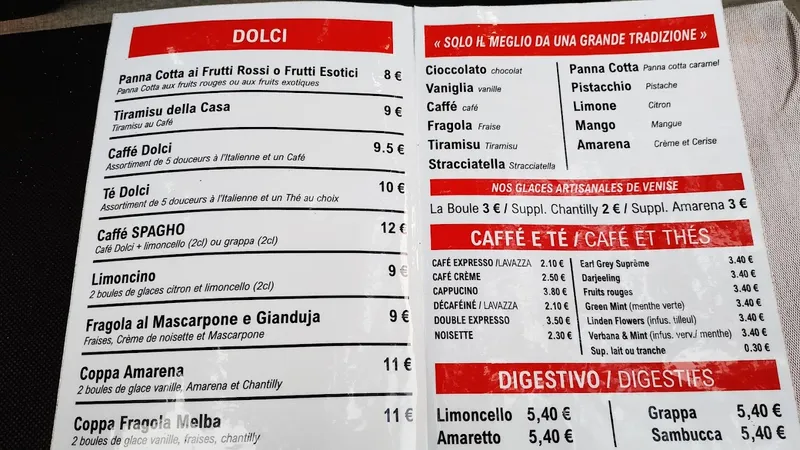 menu 0 of SPAGHO DA ALESSANDRO
