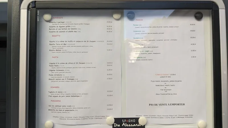 menu 1 of SPAGHO DA ALESSANDRO
