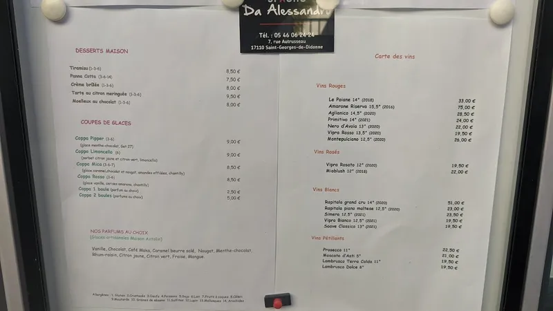 menu 2 of SPAGHO DA ALESSANDRO