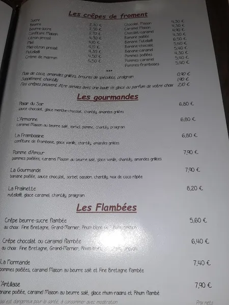 menu 1 of Crêperie la Marotte