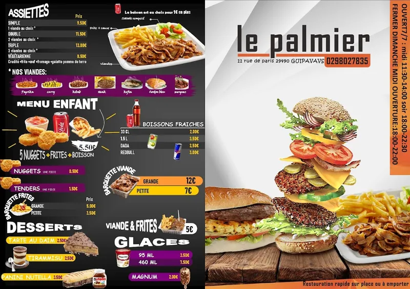 menu 1 of Le Palmier