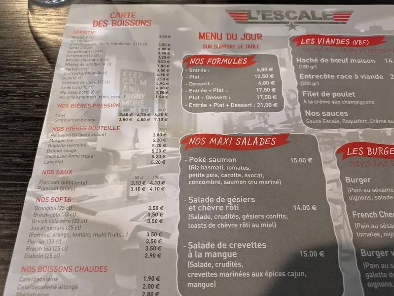 menu 0 of L'escale