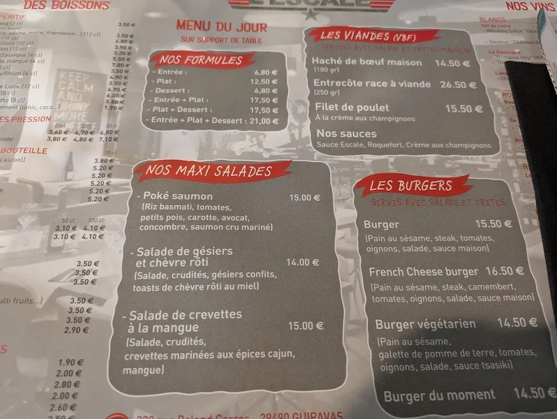 menu 1 of L'escale