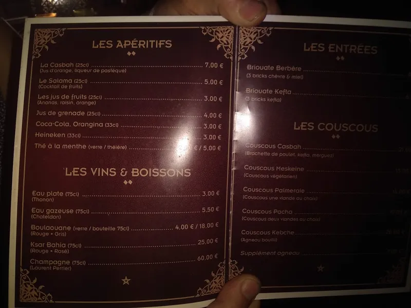 menu 0 of La Casbah Restaurant