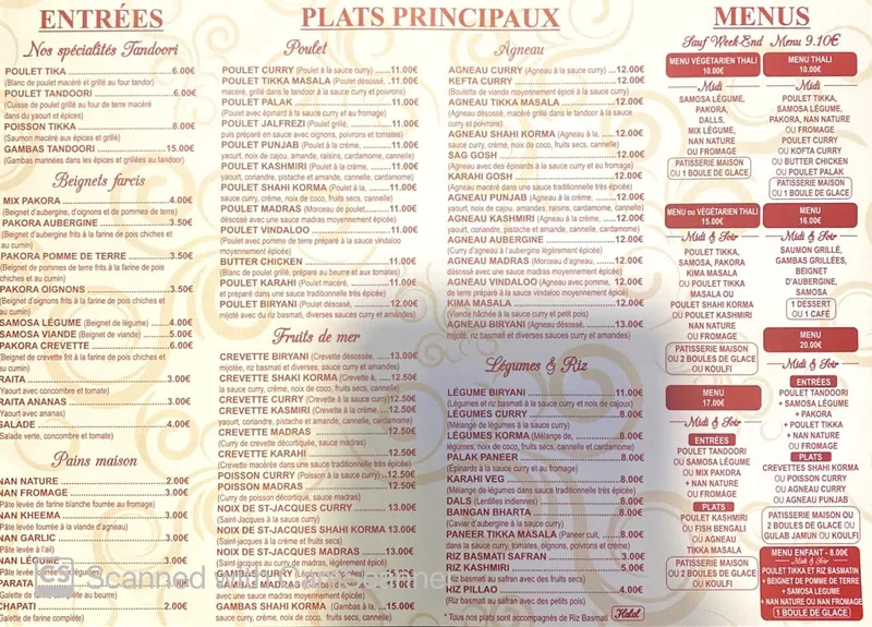 menu 1 of Le Ghandi