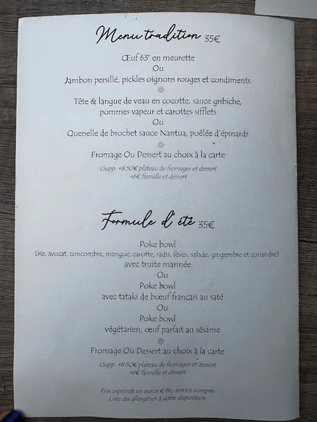 menu 0 of Brasserie Le Quai