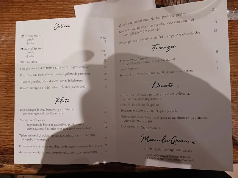 menu 1 of Brasserie Le Quai