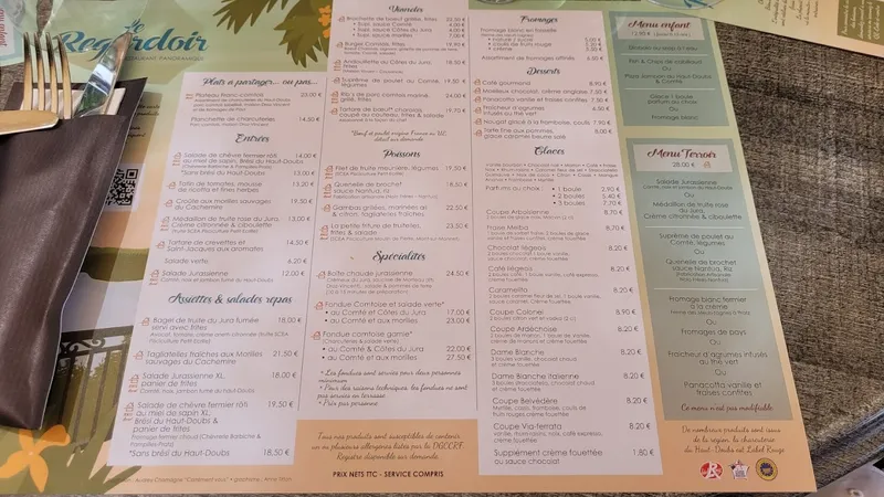 menu 0 of Le Regardoir Sarl