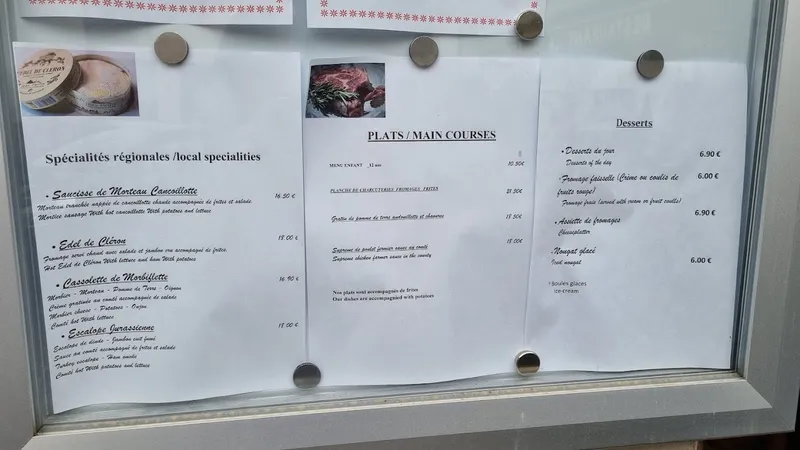 menu 0 of La Sarrazine Doucier