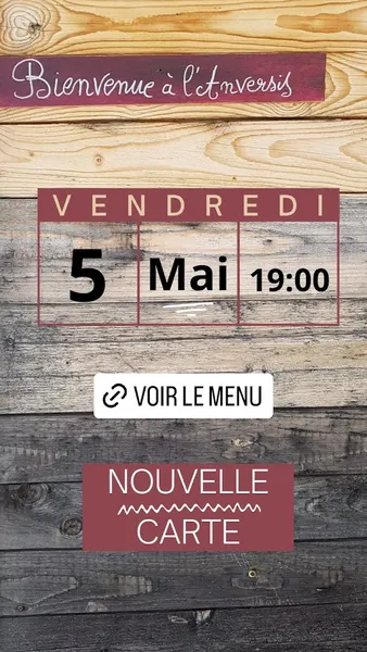 menu 1 of L' Anversis Table de Montagne | Vins Naturels et Absinthes