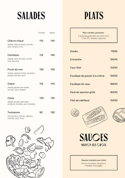 menu 2 of Le RS restaurant et snack