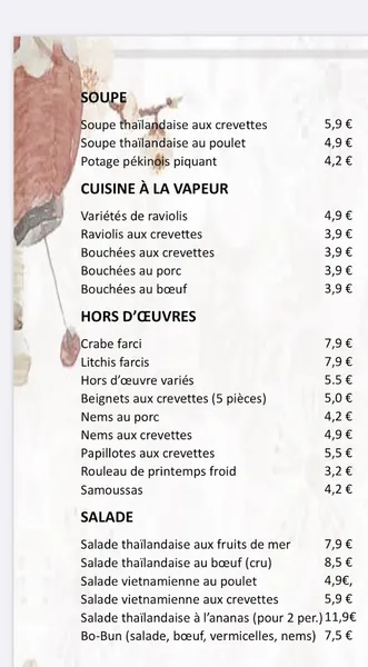 menu 0 of Nouvelle Etoile de Chine