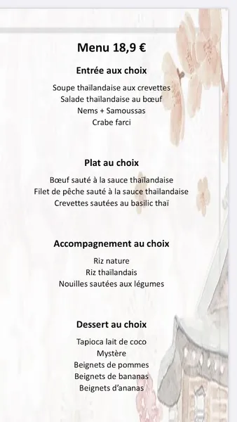 menu 2 of Nouvelle Etoile de Chine