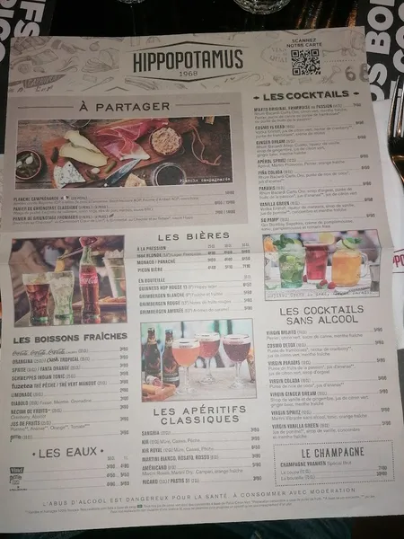 menu 0 of Hippopotamus Nogent