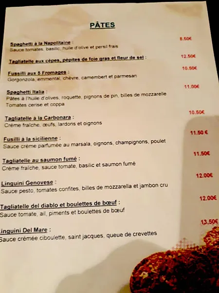 menu 1 of Le Frascati