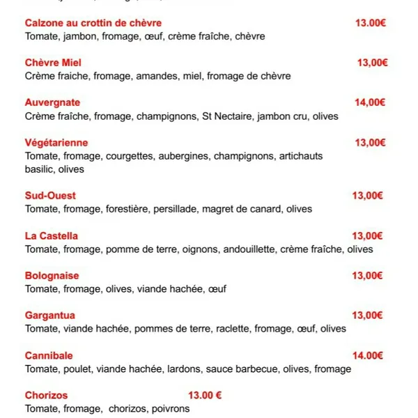 menu 2 of Le Frascati