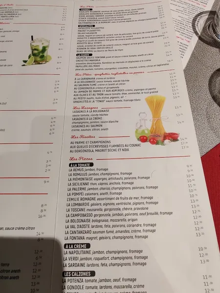 menu 1 of Restaurant La Fontana