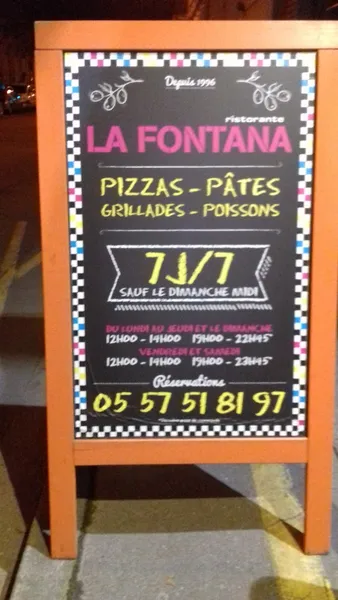 menu 2 of Restaurant La Fontana