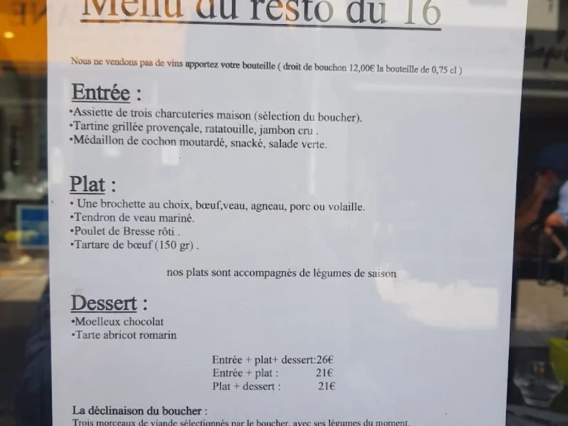 menu 0 of Boucherie Resto du 16