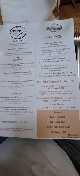 menu 2 of Boucherie Resto du 16