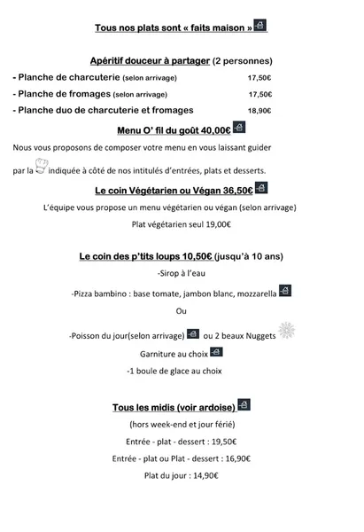 menu 0 of O' Fil du goût