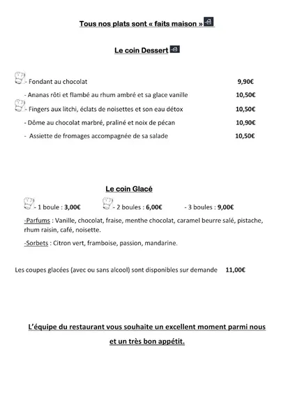 menu 2 of O' Fil du goût