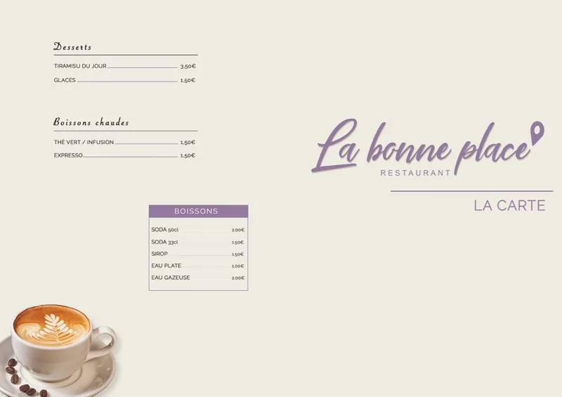 menu 1 of La Bonne Place