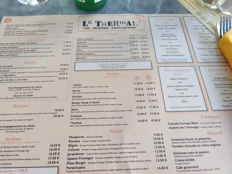 menu 1 of Brasserie Le Thermal