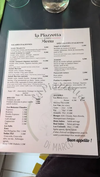 menu 0 of La Piazzetta