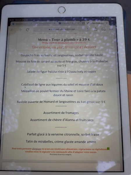 menu 0 of Le François 2