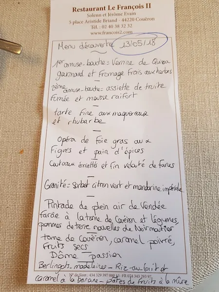 menu 1 of Le François 2