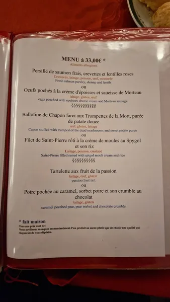 menu 0 of Le Restaurant Du Crato