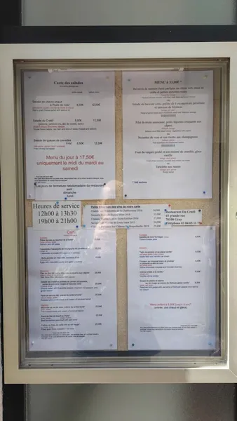 menu 1 of Le Restaurant Du Crato