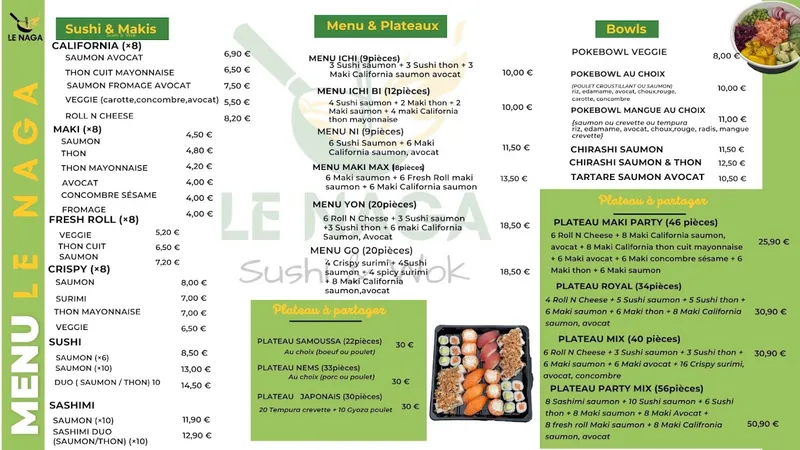 menu 0 of Le Naga traiteur asiatique Sushi & Wok