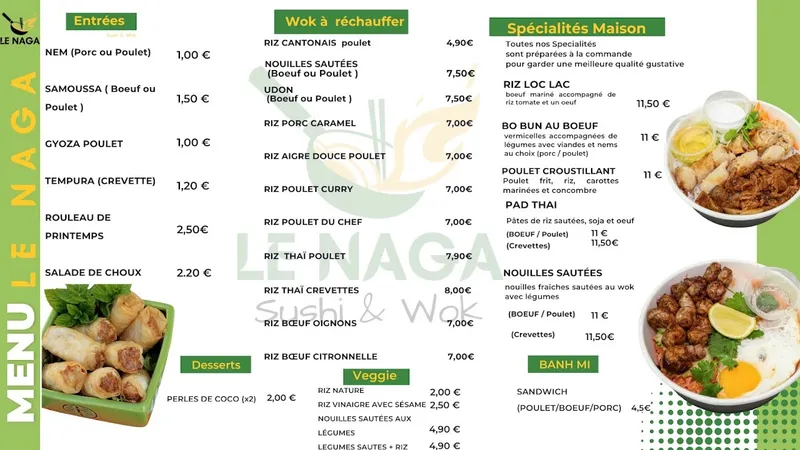 menu 1 of Le Naga traiteur asiatique Sushi & Wok