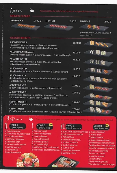 menu 2 of Sushi Thaï 25