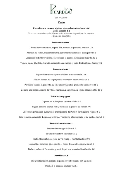 menu 0 of Le Picardeau
