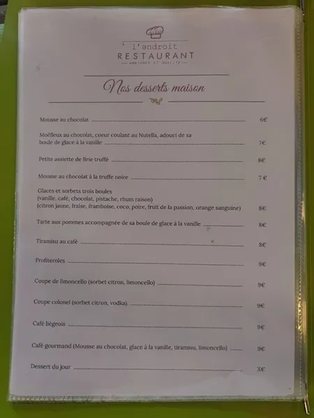 menu 0 of L'Endroit Sanary