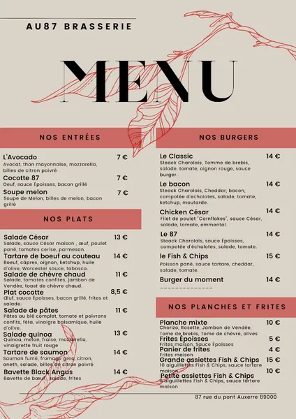 menu 1 of Au 87