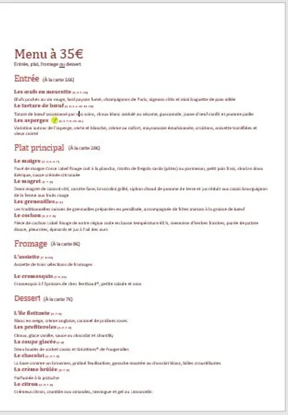 menu 0 of Restaurant L’Escale